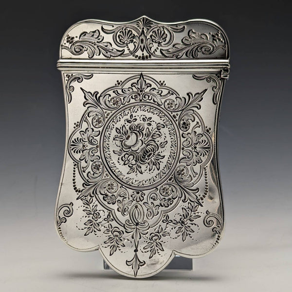 1869 British antique pure silver deformed card case 92g ROBERT THORNTON